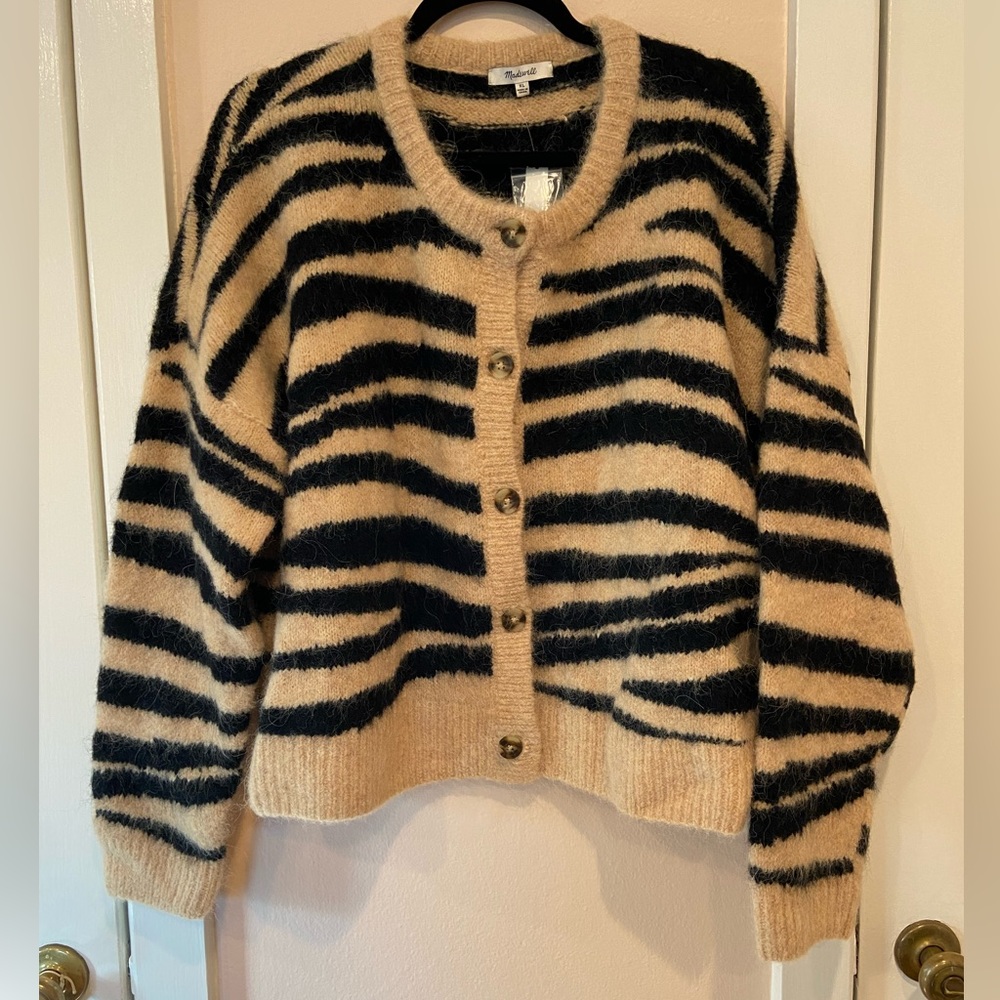 MADEWELL Animal Print Cardigan - NWT!